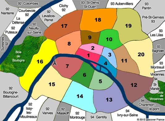 Paris zip codes and Paris postal codes map